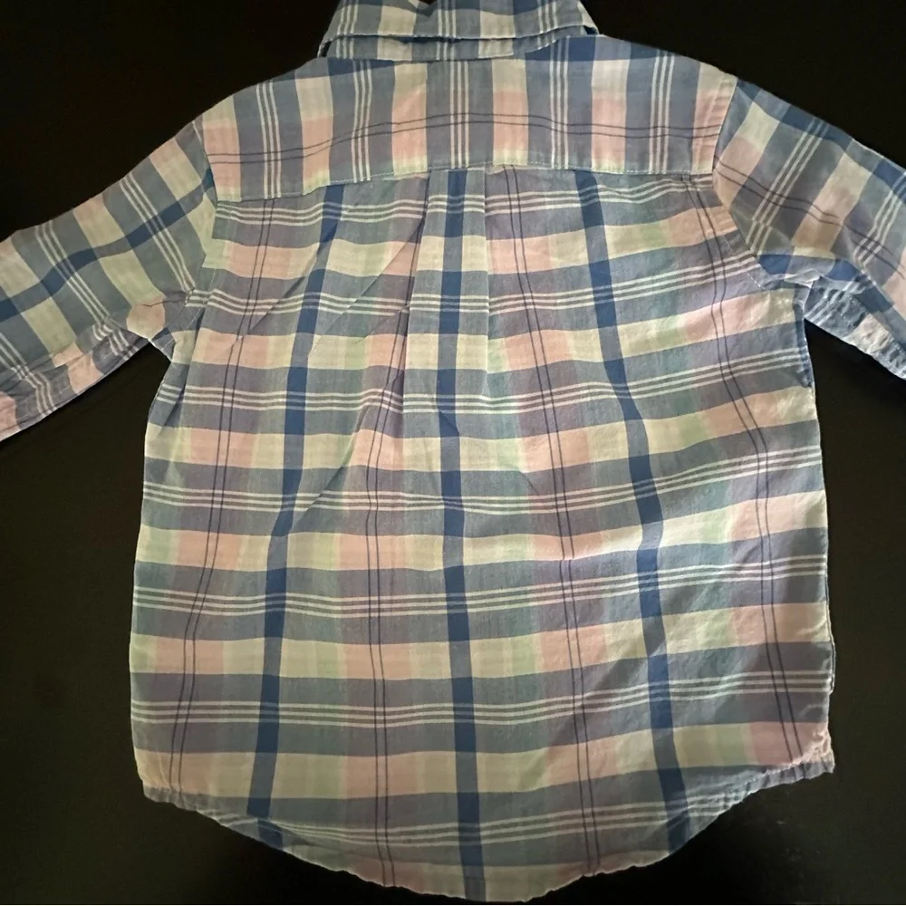 Boy’s Janie and Jack Pastel Plaid Button Down Shirt | 100% Cotton | Size 18-24M